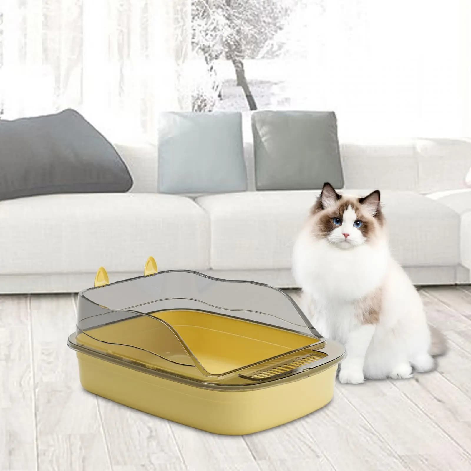 Large Open Cats Litter Box Cat Sandbox Heighten Durable Kitty Litter Pan