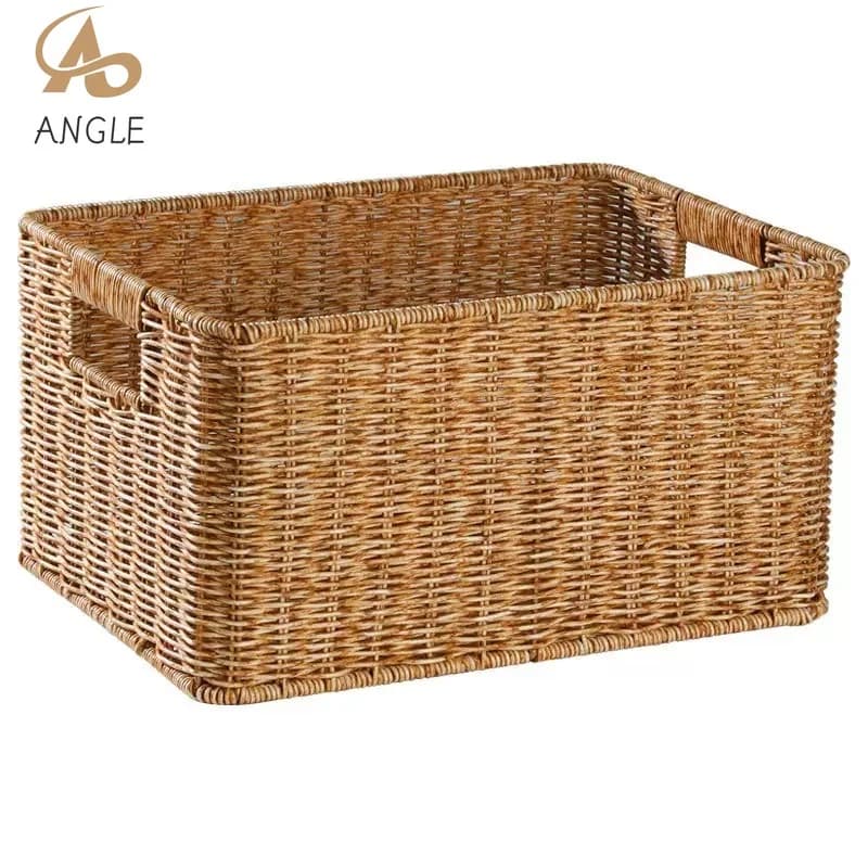 Imitation Wicker Storage Basket Woven Holder for Bathroom and Kitchen Drawer, Home Weave, Plastic Rattan, Kitchen Organizer
