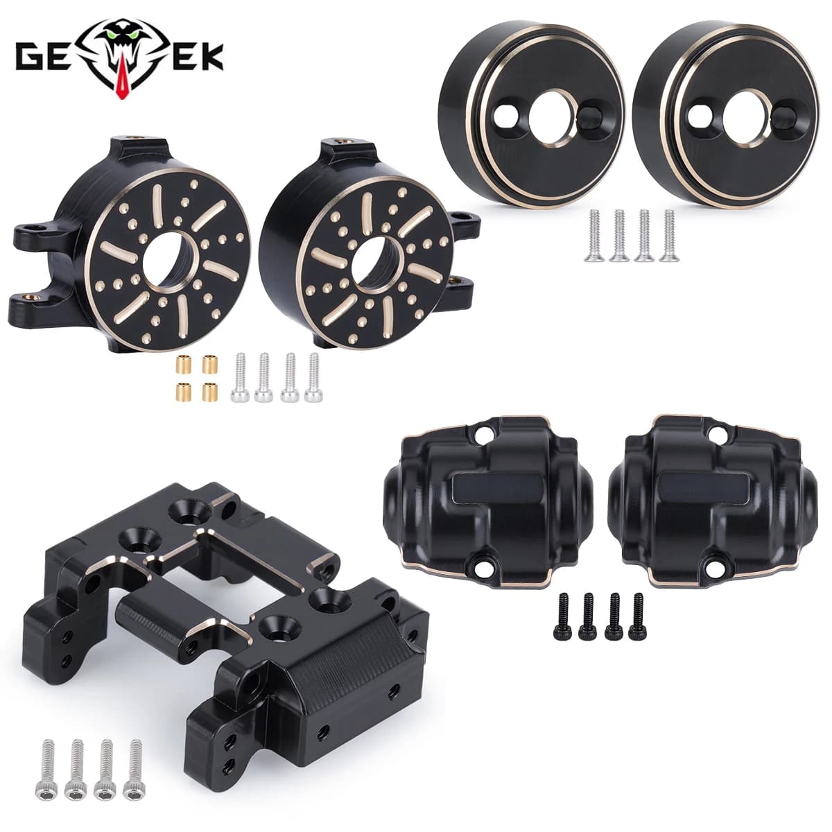 Black Painted Brass Paramotor Plate, Differential Covers and Weights for Car RC Crawler 1/32 Redcat Ascent-32 - Spare Parts