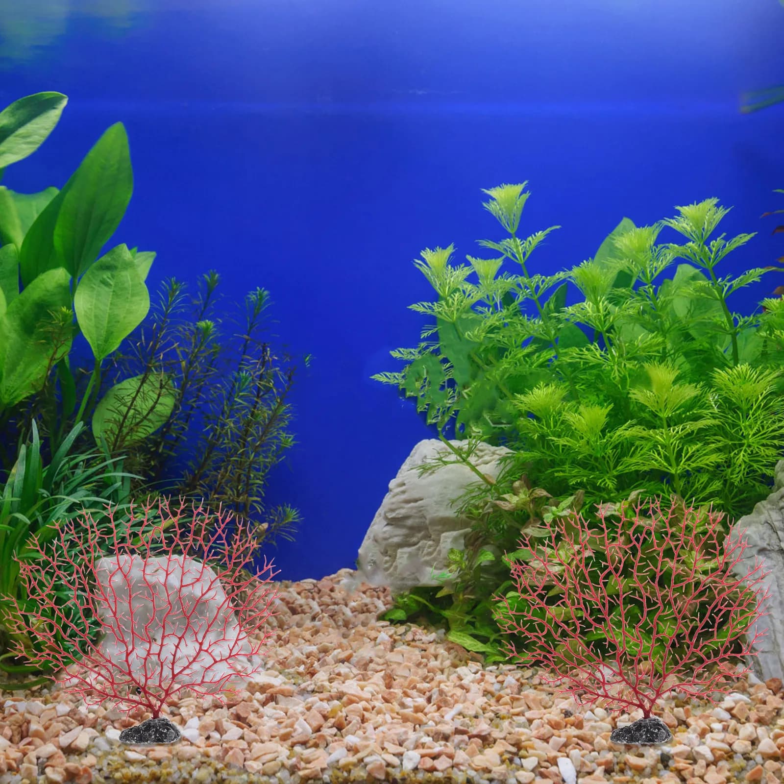 2Pcs Simulation Sea Fan Corals Medium Size Artificial Fish Tank Plant Decoration Aquarium Plastic Water Plants Underwater