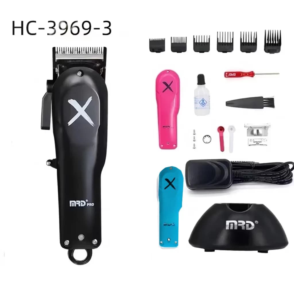 MRD Clipper Collezione professionale di strumenti per capelli da barbiere a batteria con motore super coppia - Tagliacapelli e trimmer