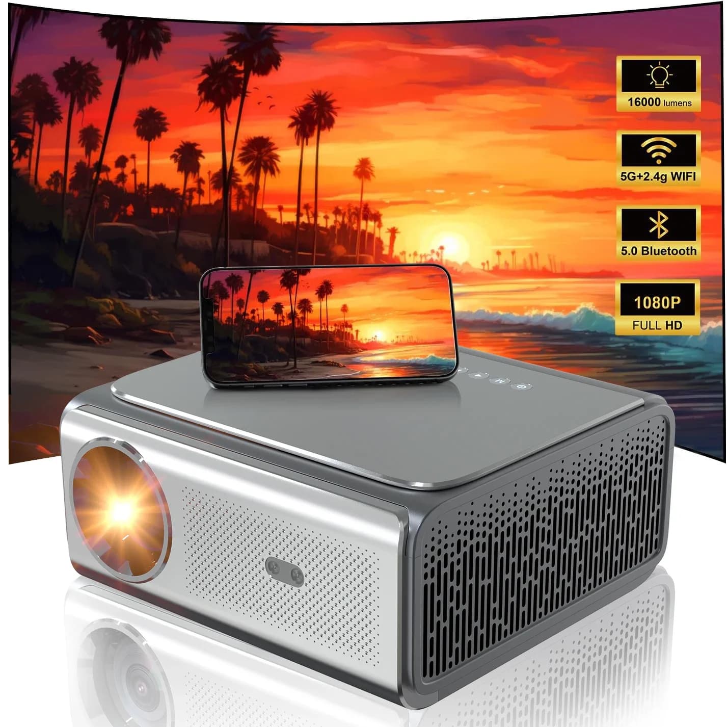 Proiettore Video 4K Reale 1800ANSI, Schermo 8K, Proiettore Android LED LCD 4K, Proiettore Home Theater, Videoproiettore