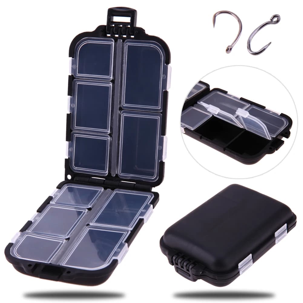 Scatola Organizzatrice per Pesca con 10 Scomparti, Contenitore per Esche in Plastica, Mini Impermeabile, Portatile, Accessori per la Pesca