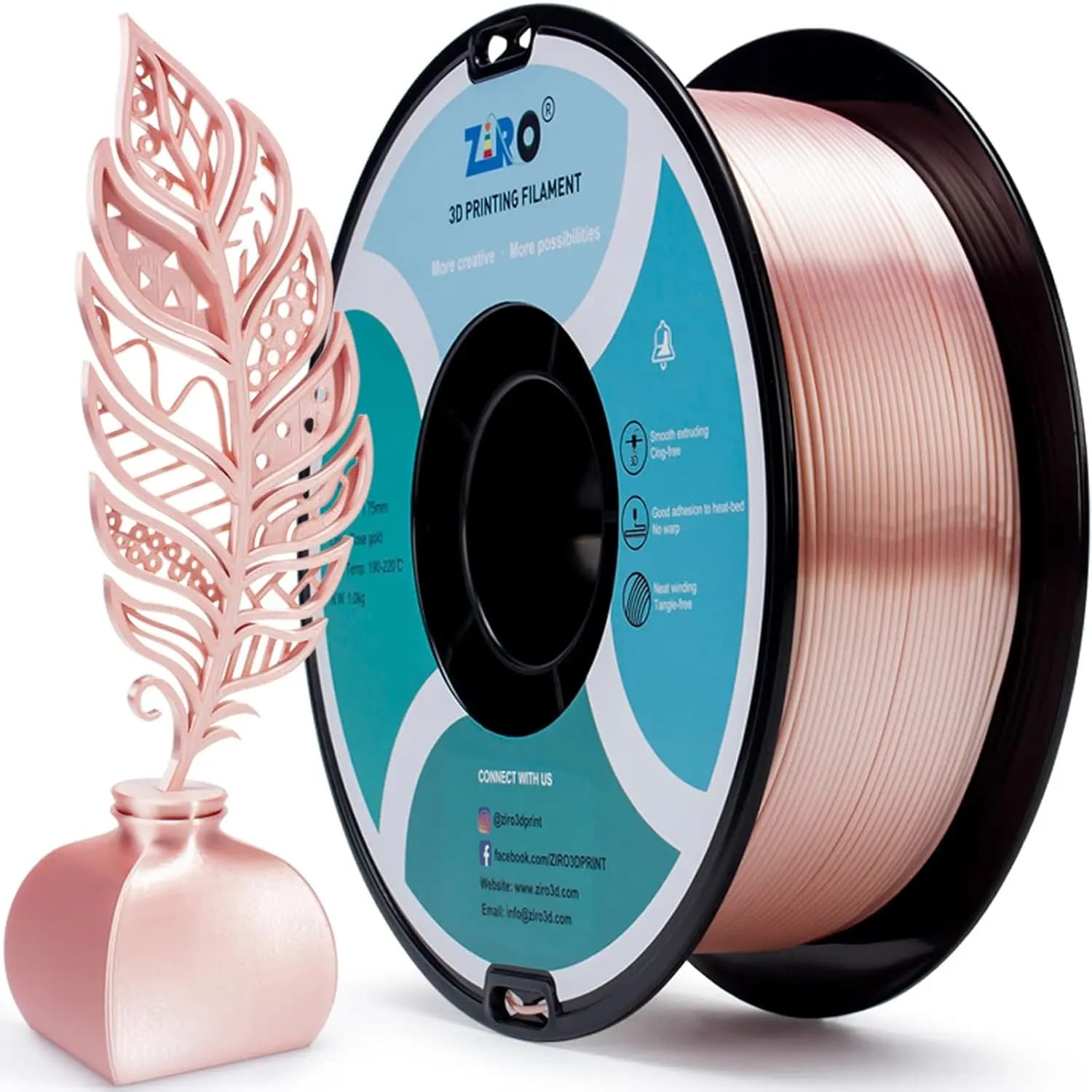 Filament PLA Rose Gold Setoso, 3D Printing Material from 1,75mm with Polished Finish for FDM Printers, Spool from Intense Color