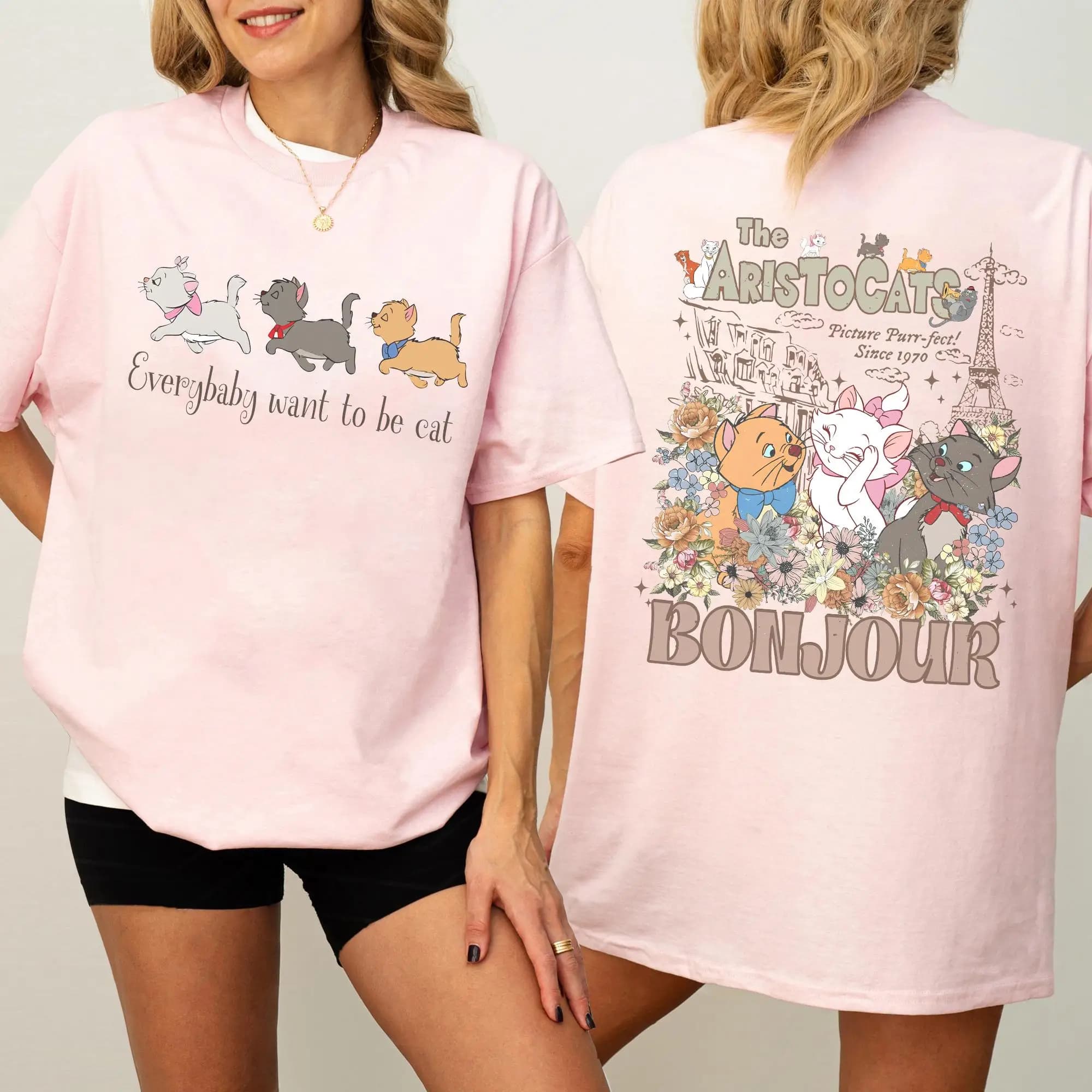 Disney The Aristocats Marie classic shirt for women strong sizes, travel shirt at Disneyland, pure cotton holiday shirt, oversize streetwear
