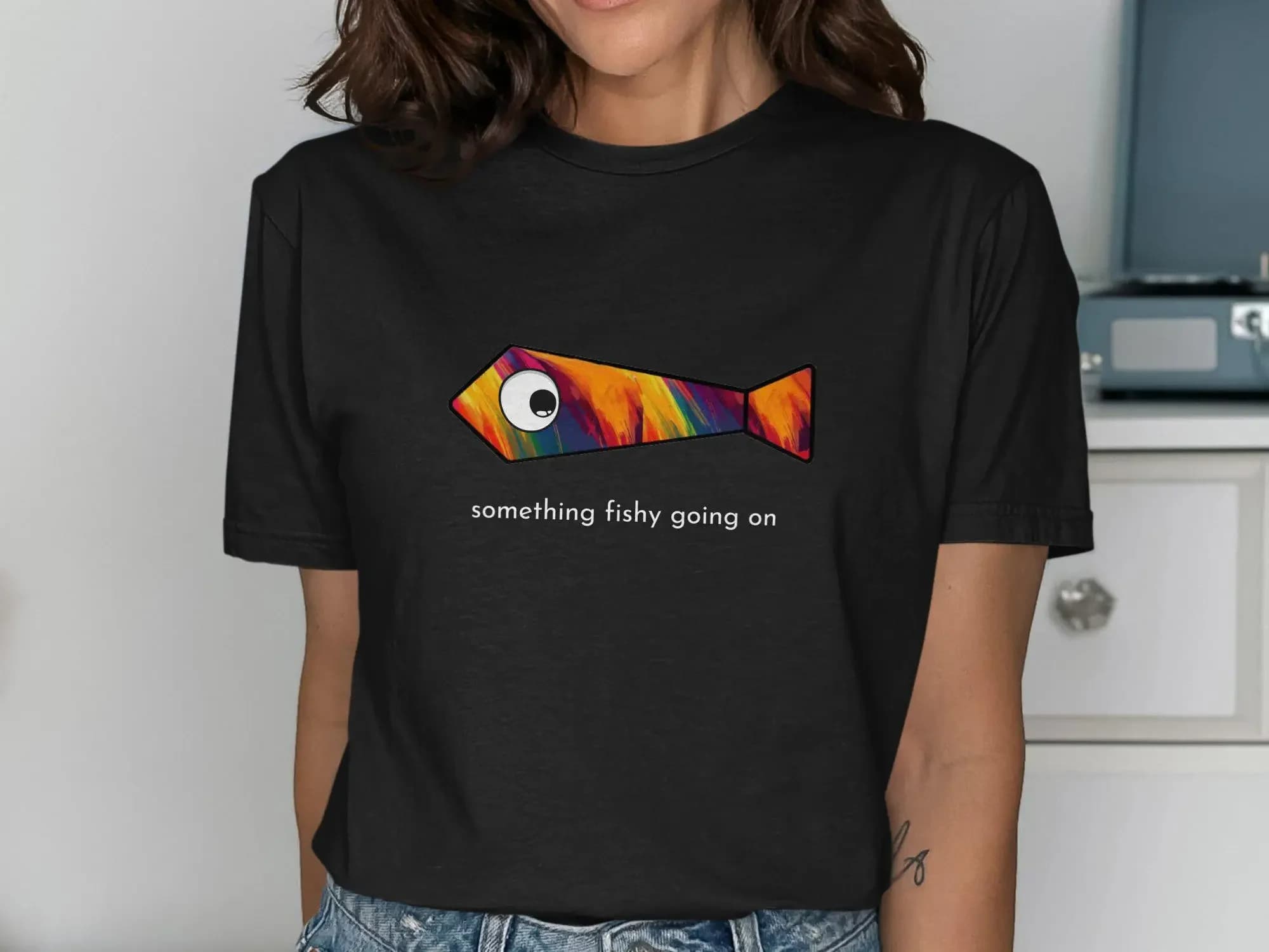 T-shirt da golf in cotone, abbigliamento esteticoFishy