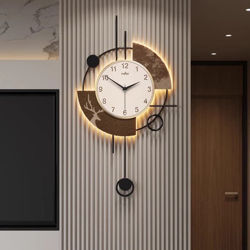 Orologi da Parete Moderni di Lusso per Soggiorno, a Batteria, Luminosi, Design d'Interni, Orologi da Parete con Pendolo in Metallo, Decorazione per la Casa