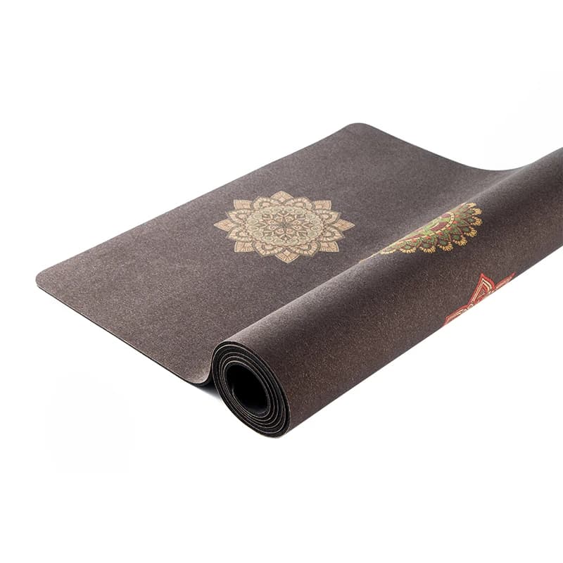 Exercise Mat with seven chakras with tropical black digital print Yoga Mat in natural rubber cork