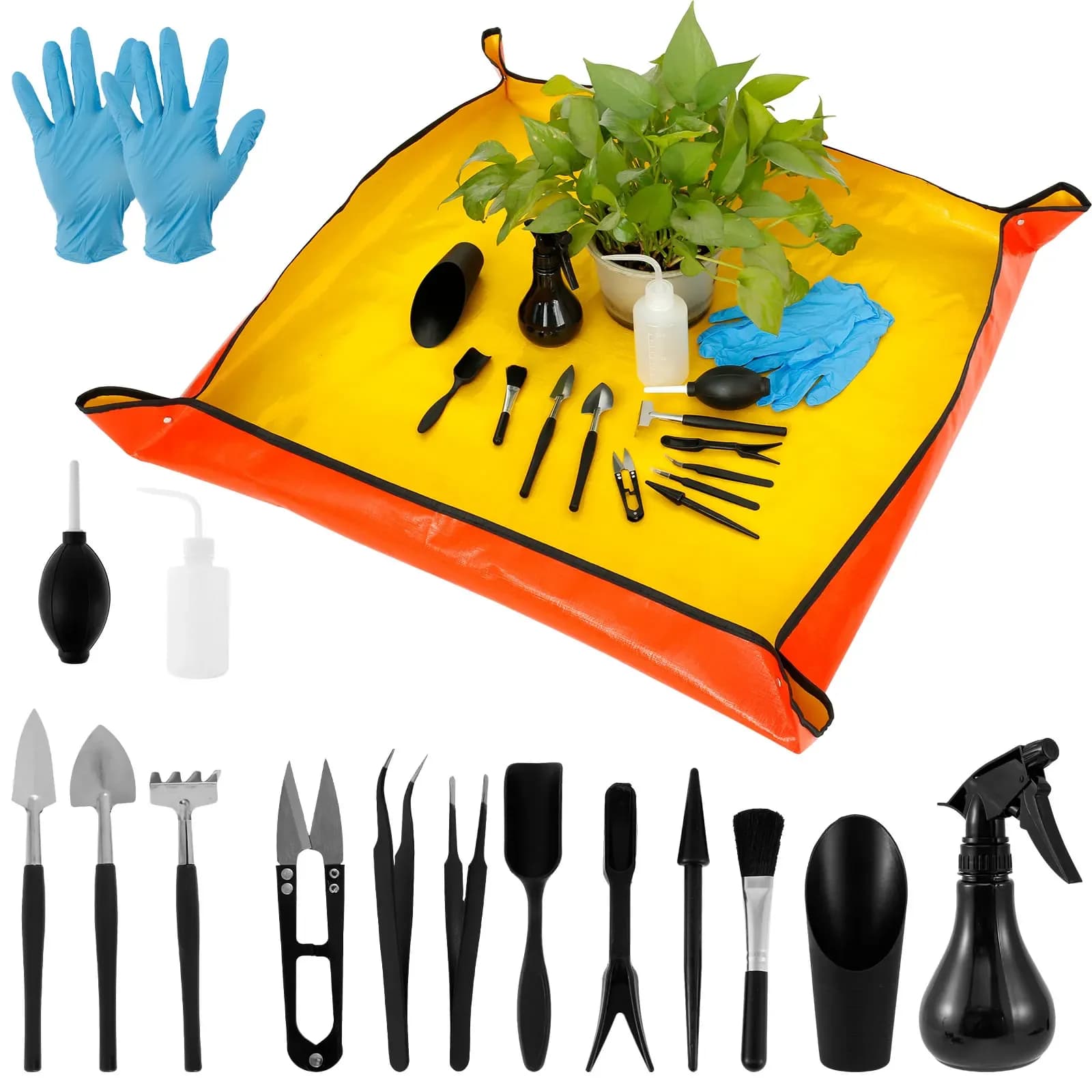 13/16 pieces garden oil plant tools mini flowering kit with interior mat tools for bonsai transplantation in miniature