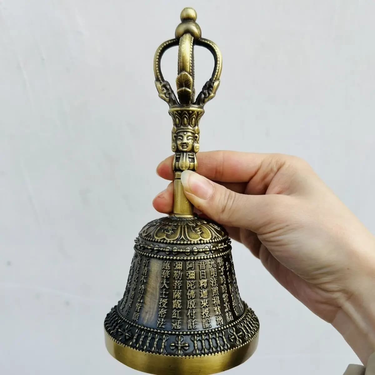 Tibet Tibetan Buddha bell hand copper bell Statue Ornament Home Office Cabinet Deco Desktop Decor Figurines