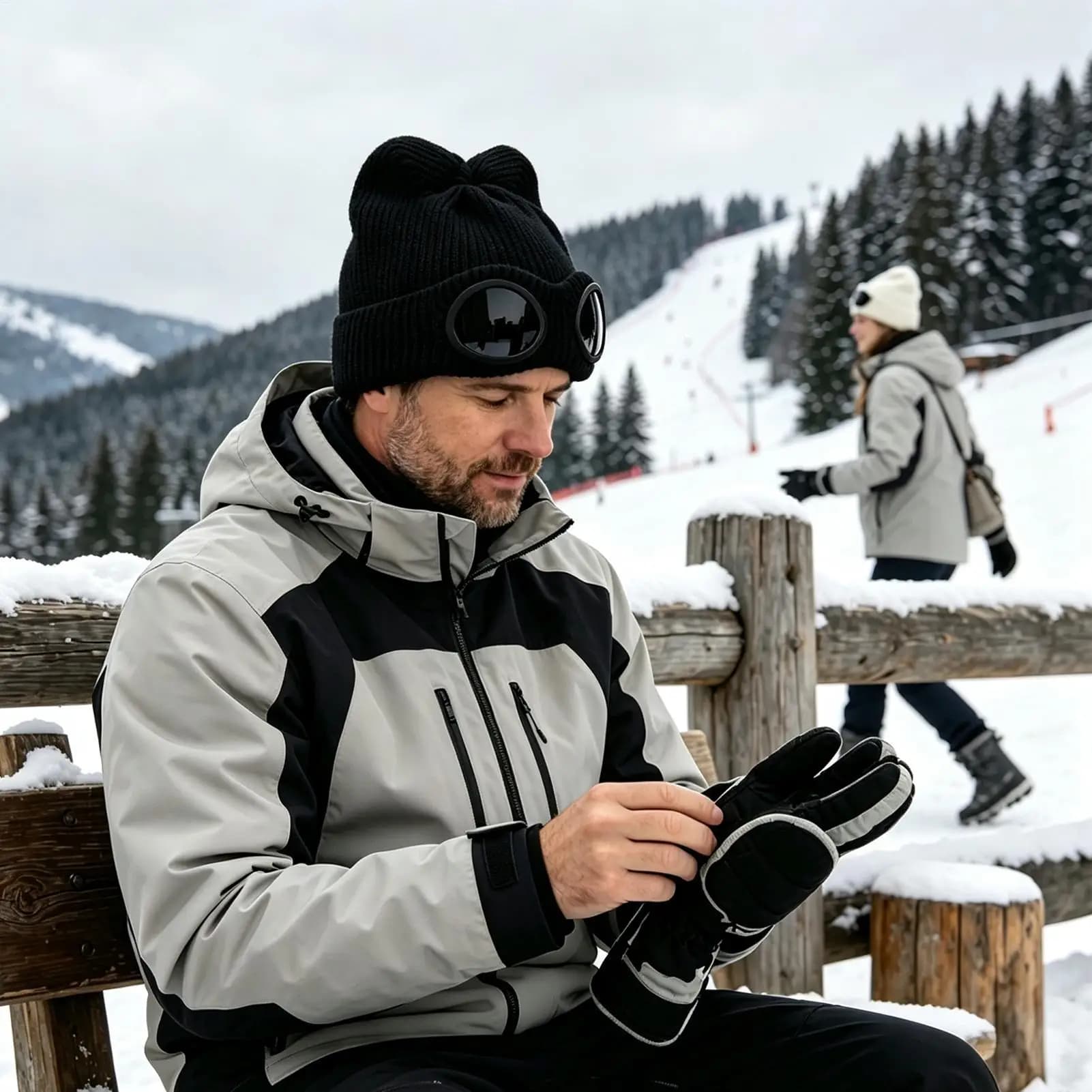 Goggle Knitted Beanie Unisex Windproof Warm Winter Ski Cycling Outdoor Hat Goggle Hat For Men Women Ski Cycling Baseball