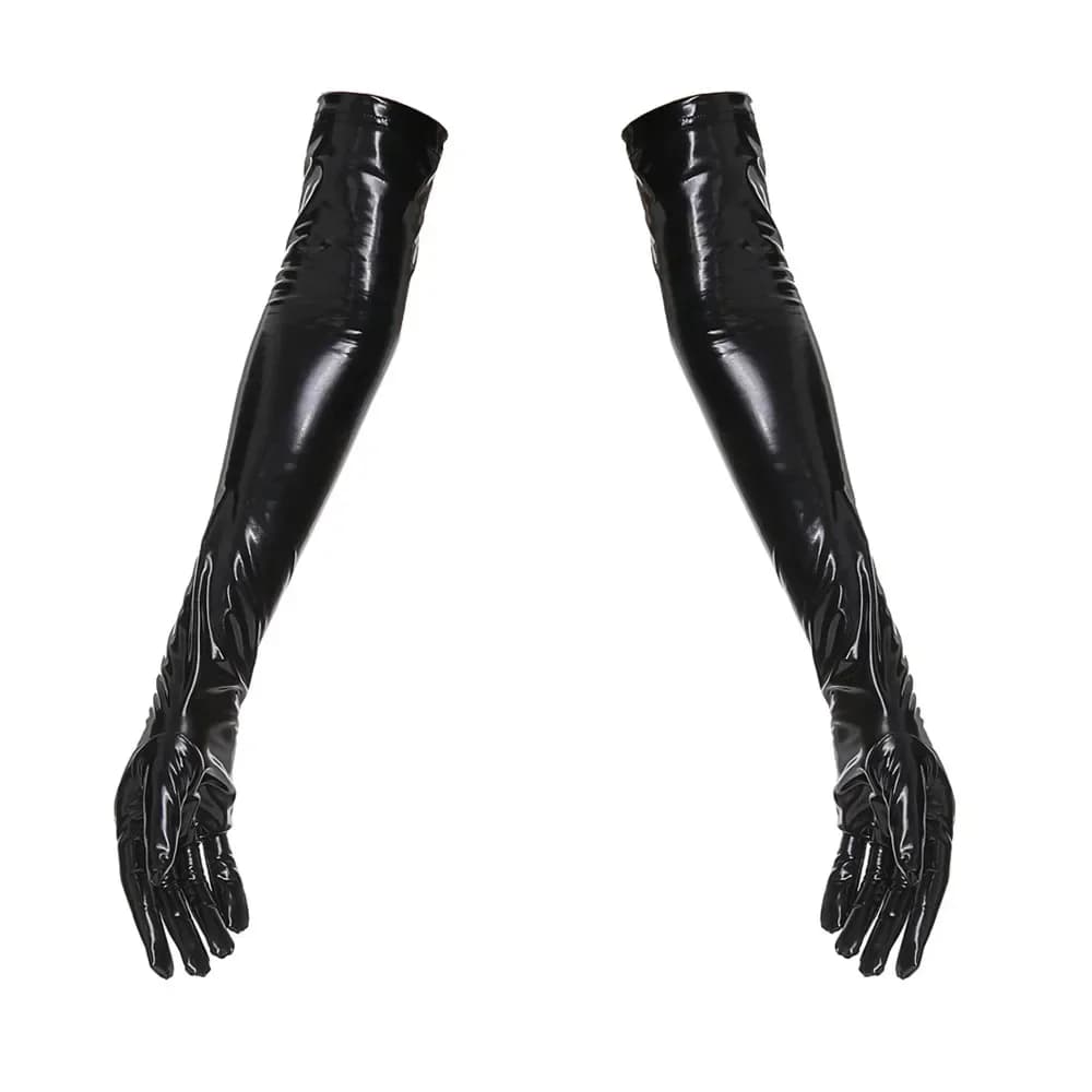 Guanti Guanti da donna Guanti da donna elasticizzati in pelle lucida Guanti lunghi in lattice Accessorio per costumi da discoteca per spettacoli di pole dance