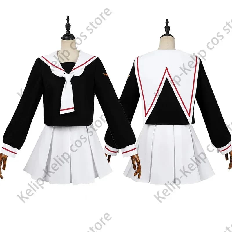 Anime Magic Card Captor Card Captor Kinomoto Sakura Costume Cosplay Parrucca Estate JK Uniforme scolastica Camicia Donna Bella Campus Suit6;