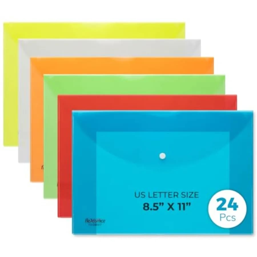 Pack Plastic Envelopes with Snap Closure, Legal Size, 15"x10.2",,File Folders for A4 Size, Letter Documents for Business, Schoo