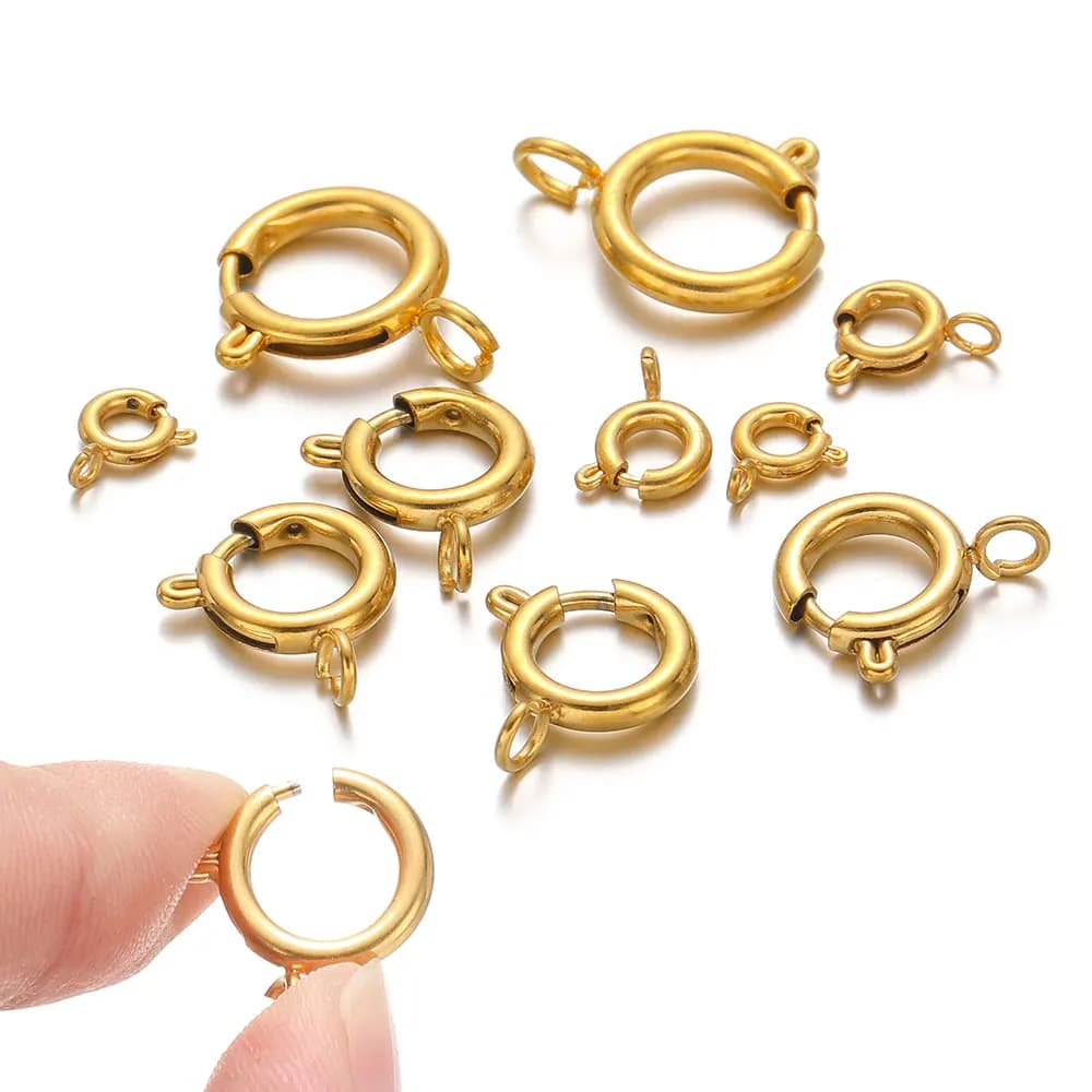 10 pcs Circle Spring Buttonr Stainless Steel Clasp Hooks Extreme Connectors for FAI Necklace by TE Chains Jewelry Creation Accessories 2030