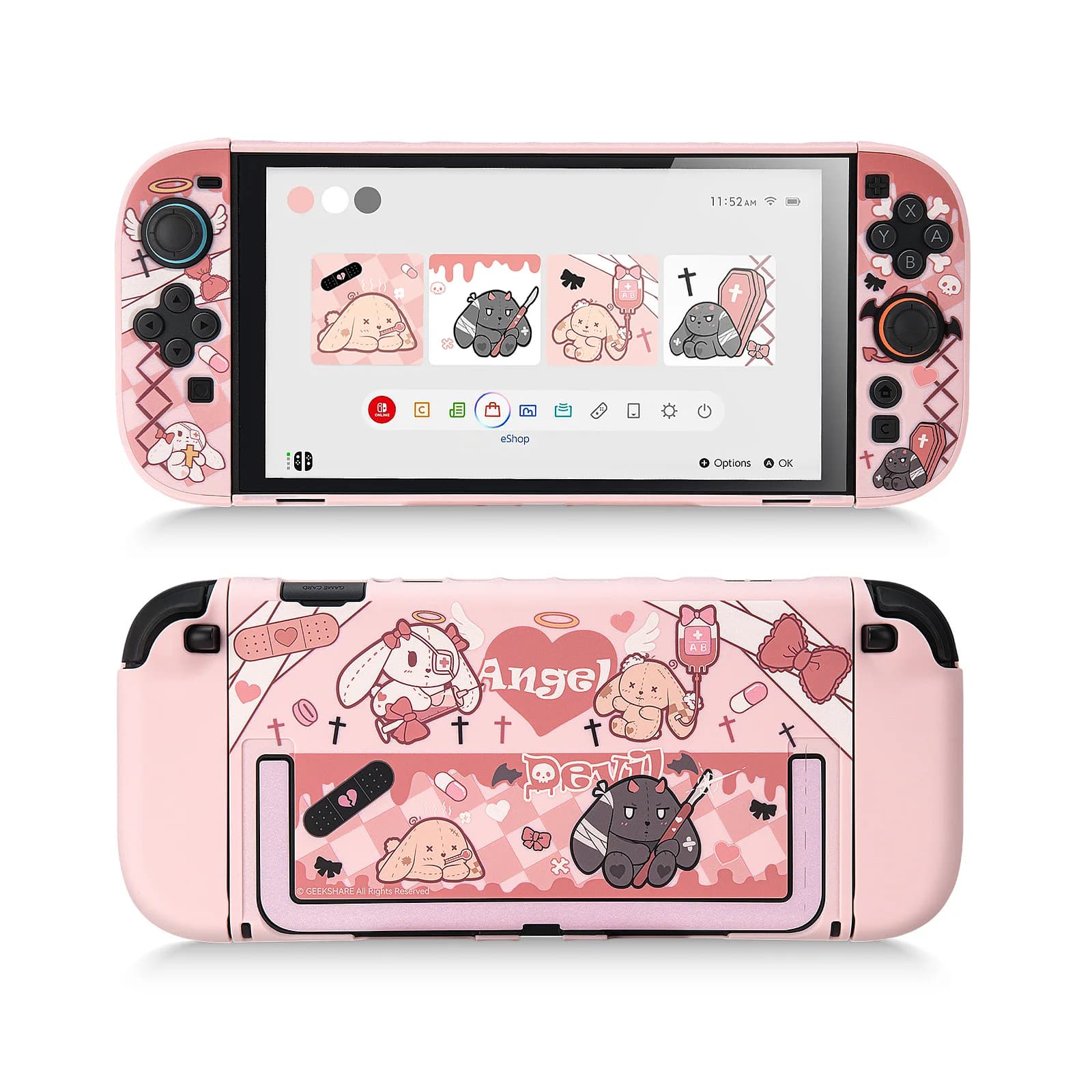 GeekShare Custodia protettiva sottile compatibile con Switch 2, guscio rigido agganciabile antigraffio e assorbimento degli urti, coniglietto gotico