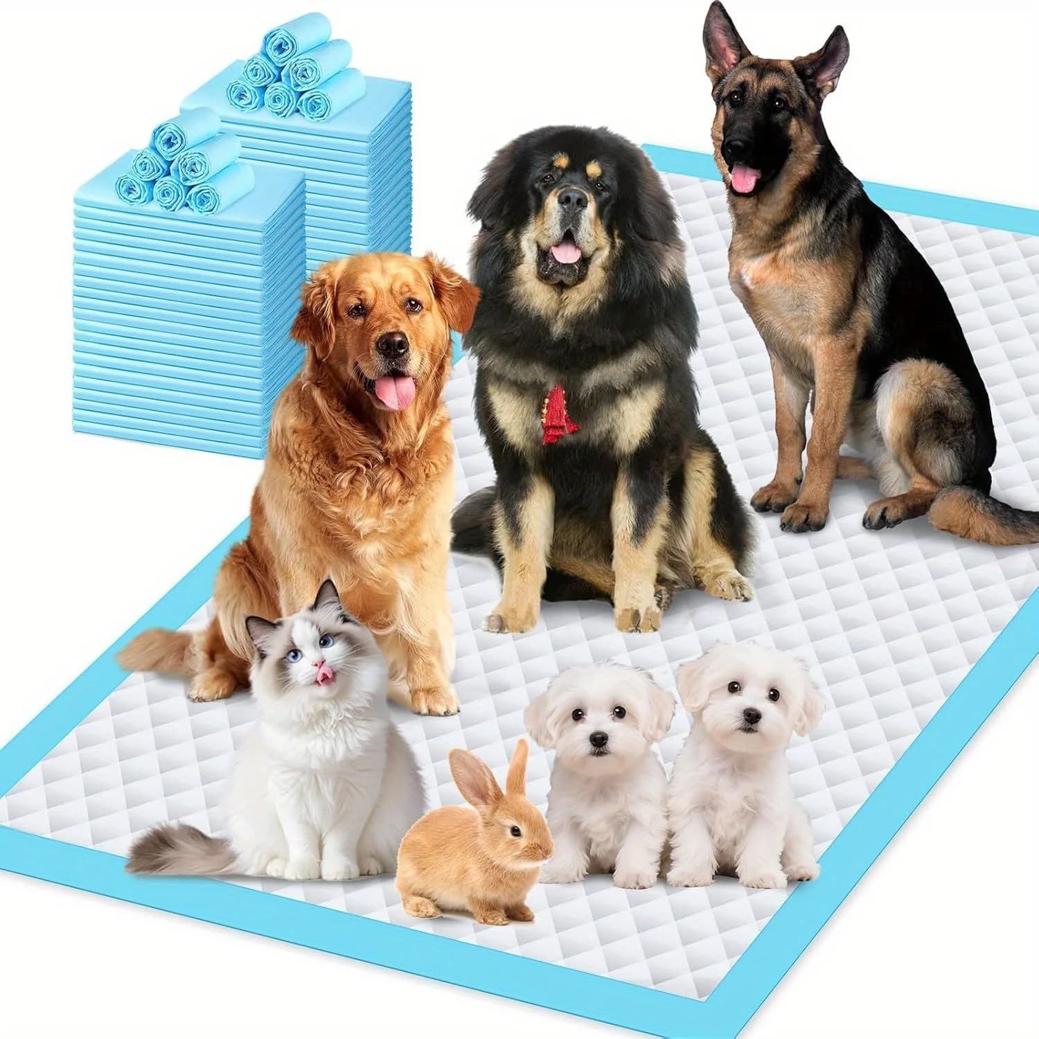 XXXXL Puppy Pee Pads for Dogs 31"x56" 40 Count, 8 LayersExtra Large Dog Pee Pads, Leak-Proof & Super Absorbent Dog Pee Pads, Thicken Disposable Potty Pads Puppy Training Pads for Cats Rabbits JUYHGV