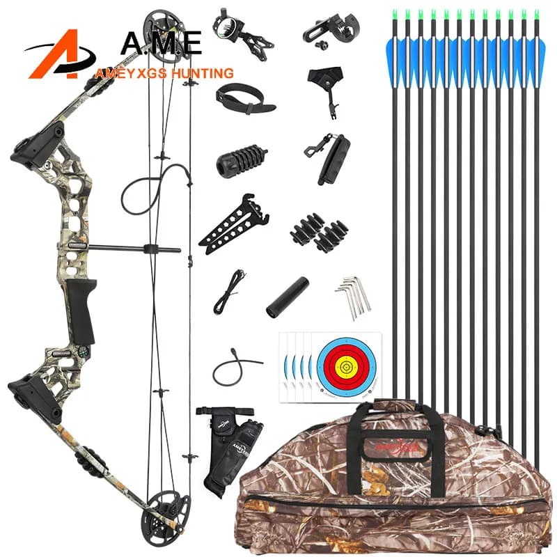 20-70 Lbs Compound Bow Arrows Kit Archery Powerful Bow IOB 320 FPS for Adult Left/Right Hand Hunting Shooting Target Bow