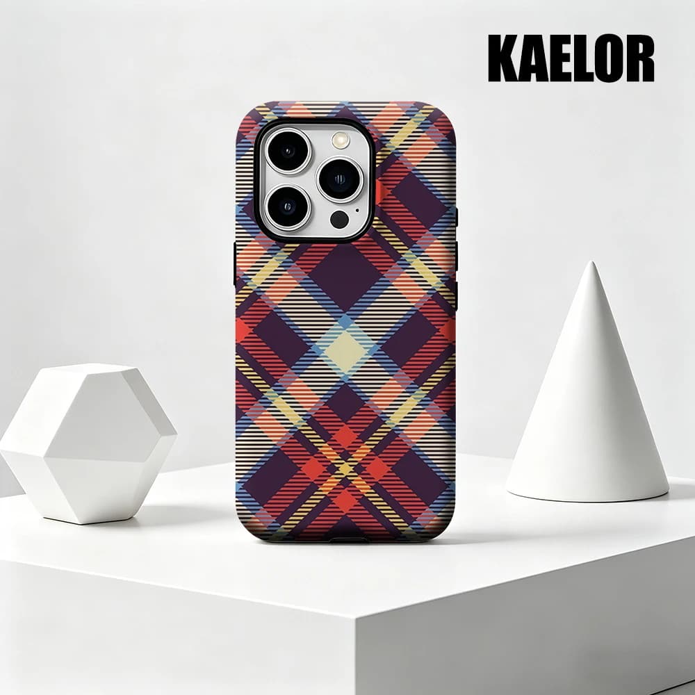 Custodia Kaelor opaca antiurto per MagSafe per iPhone 17 16 15 14 Plus 13 Pro Max, in PC rigido, fantasia scozzese colorata