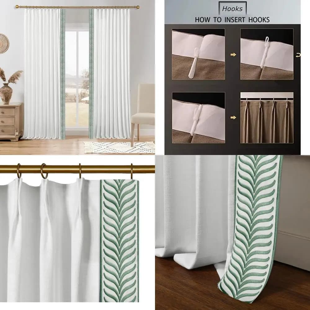 Heavy green linen curtains with V tape finishes, 60 x 84 long width for bedrooms and living room