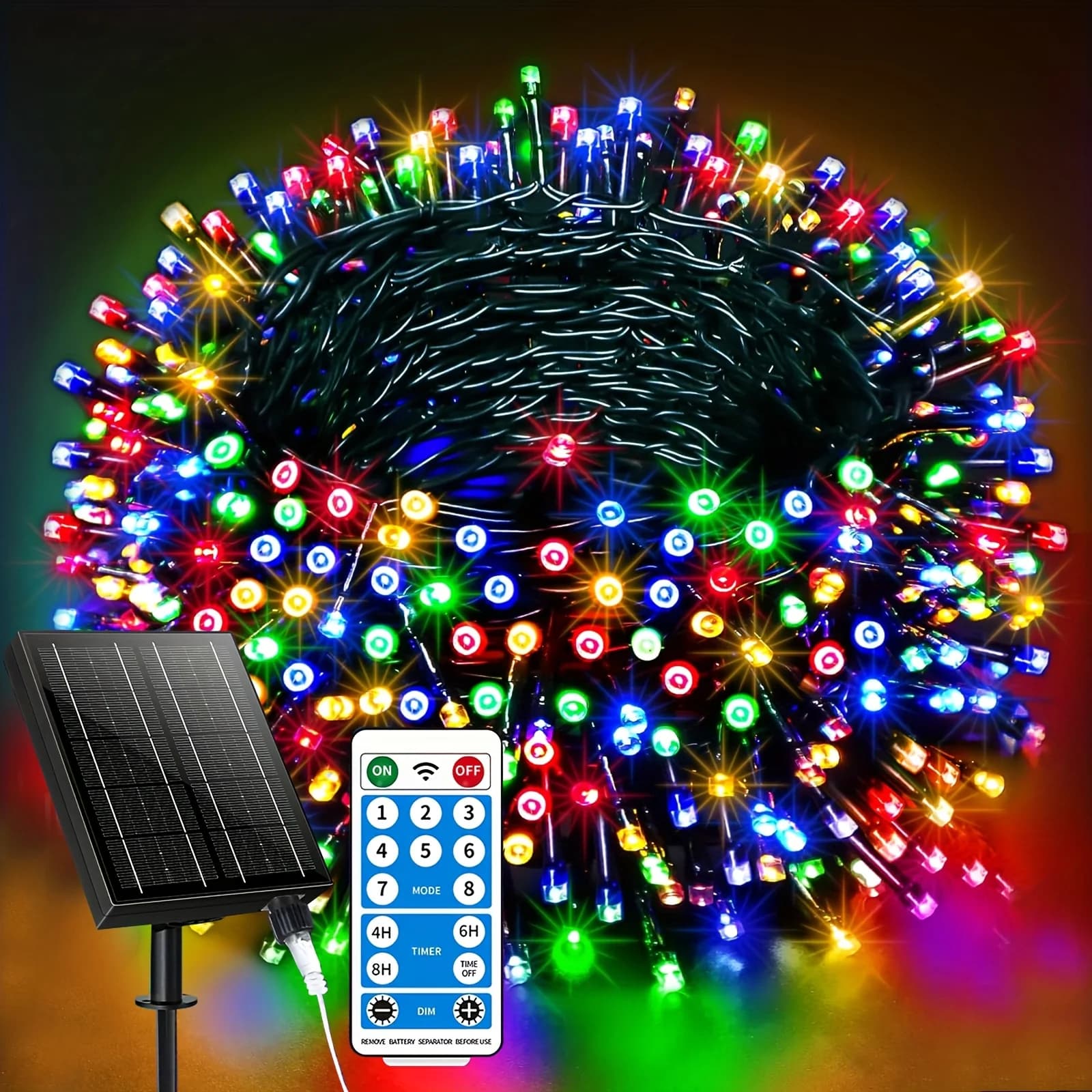 Luci Solari da Esterno Colorate a Filo, Impermeabili, 30m 300 LED, 8 Modalità per Alberi, Giardino, Patio, Matrimoni