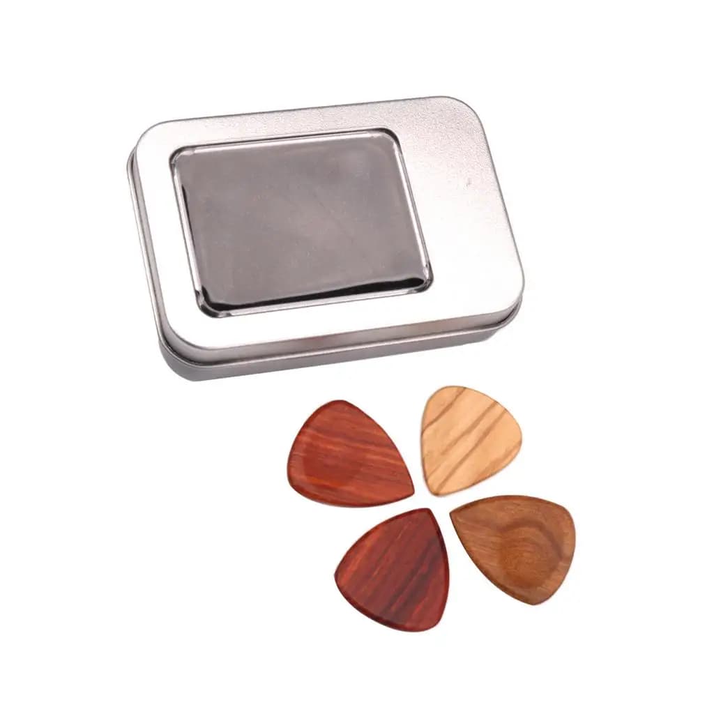 Eco Friendly Wooden Guitar Pick Set Durable Polished Plectrum Box for Acoustic Guitar Bass Mandolin