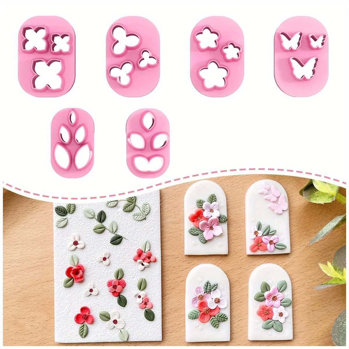 Polymer Clay Cutters Mini Clay Cutters for Polymer Clay Earrings Making 10 Shapes Floral & Leaf & Butterfly Micro Clay Cutters
