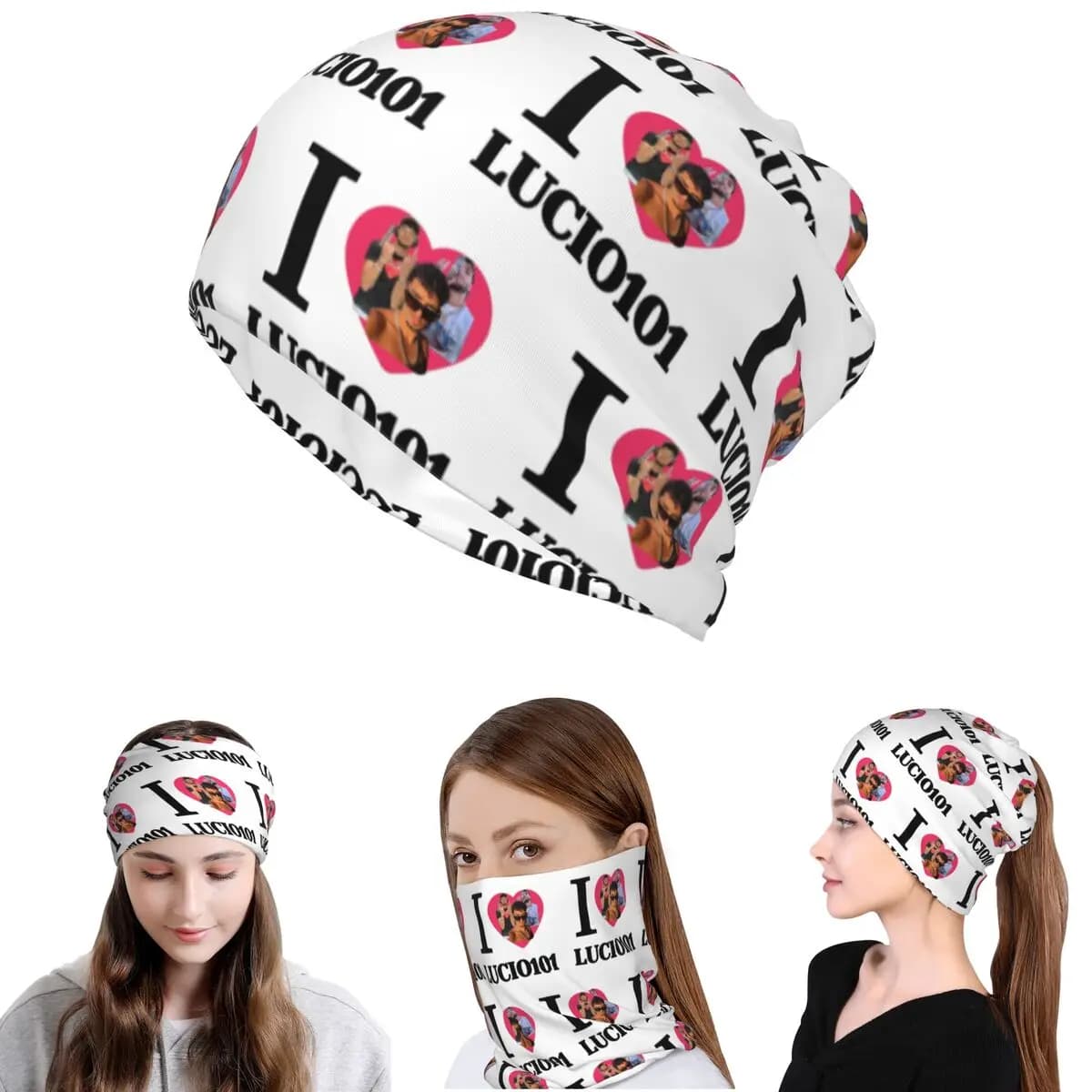 I Love Lucio101 Bandana Neck Gaiter Wrap Scarf Copricapo multifunzione Berretti Cappello Unisex Adulto Antivento