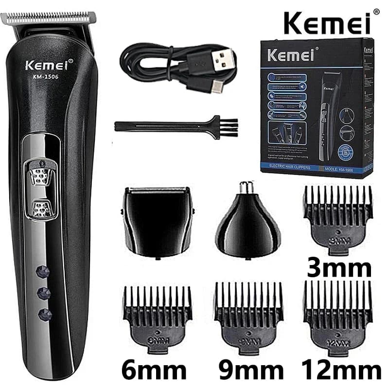 Kemei KM-1506 Tagliacapelli USB multifunzionale Tagliacapelli elettrico ricaricabile Rasoio elettrico Barba Rasoio Tagliacapelli Keme
