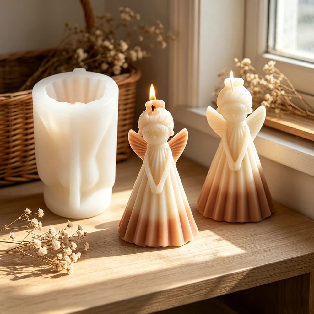 Stampo in Silicone 3D a Forma di Angelo, per Candele, Sapone, Gesso e Resina, Facile da Sformare, per Decorazioni e Regali Fai-da-Te