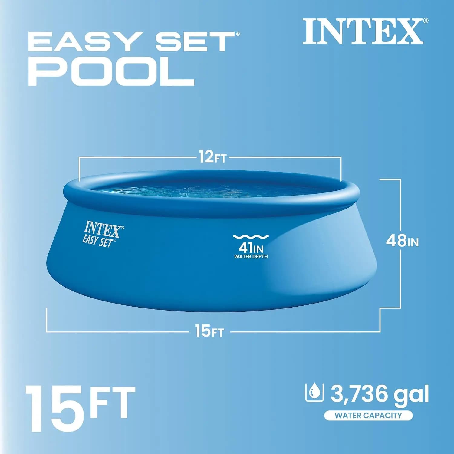 15 ft x 48in Inflatable Ring Above Ground Pool Set w/Pump | 26167EH - 1000 GPH Cartridge Filter Pump, Custom