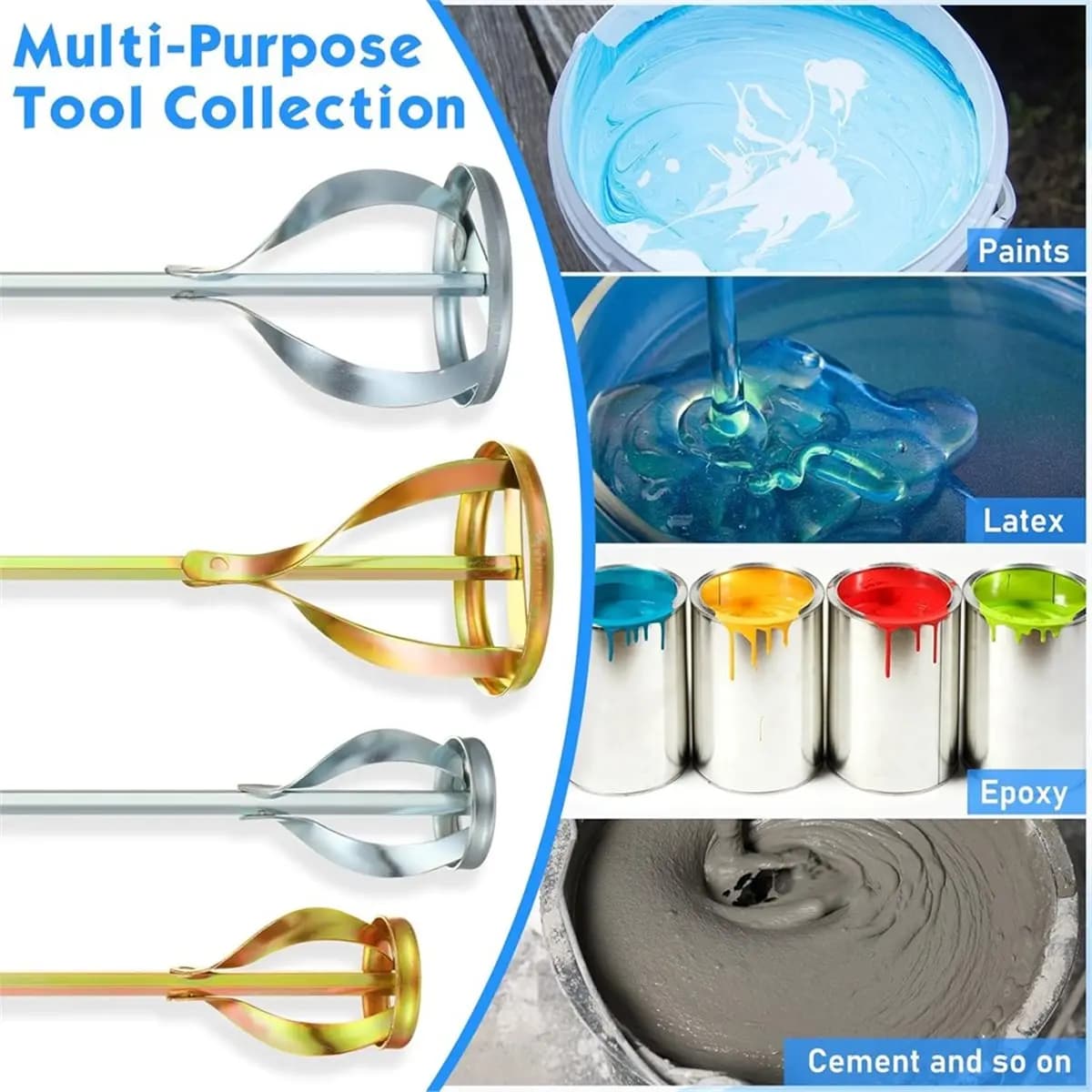 2026 New 4 Pcs Paint Mixer for Drill Paint Stirrer Fits 1-5 Gallon Buckets for All Standard Drill Bits, for Concrete Resin Epoxy