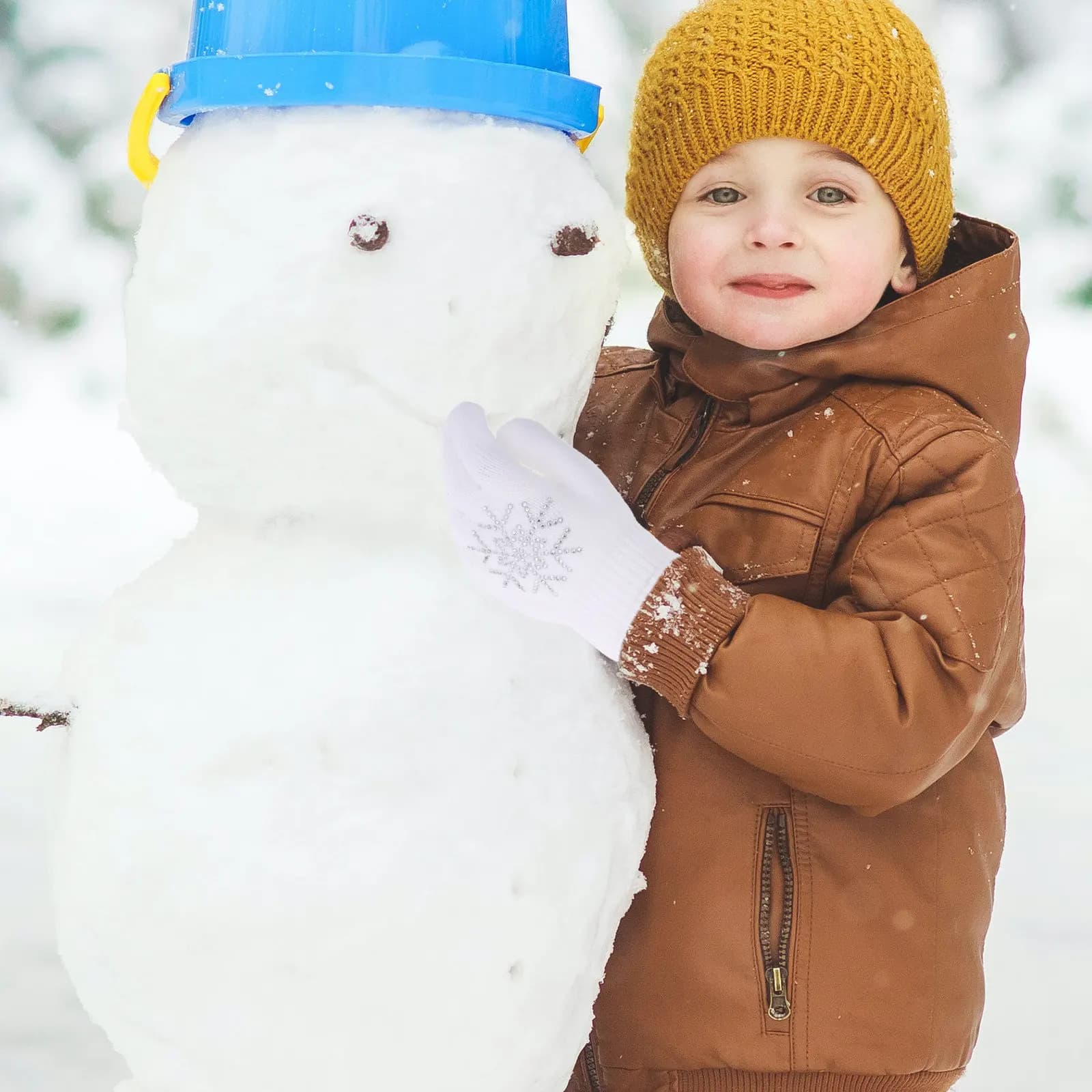 1 paio di guanti da pattinaggio sul ghiaccio, caldi, in maglia spessa, con strass a forma di fiocco di neve, antiscivolo, per allenamento e competizione, guanti invernali con grip.