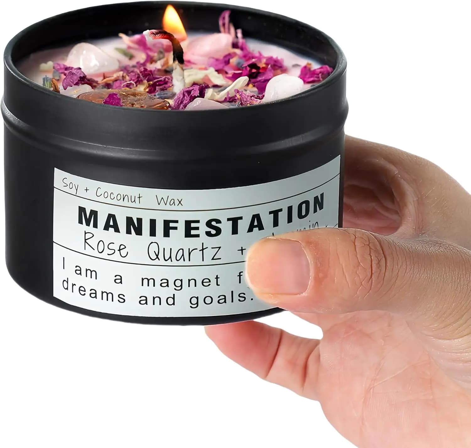 Candele Artigianali in Cristallo di Soia, Regali per la Manifestazione dei Desideri, Candela Magica a Forma di Luna per Compleanno Donna