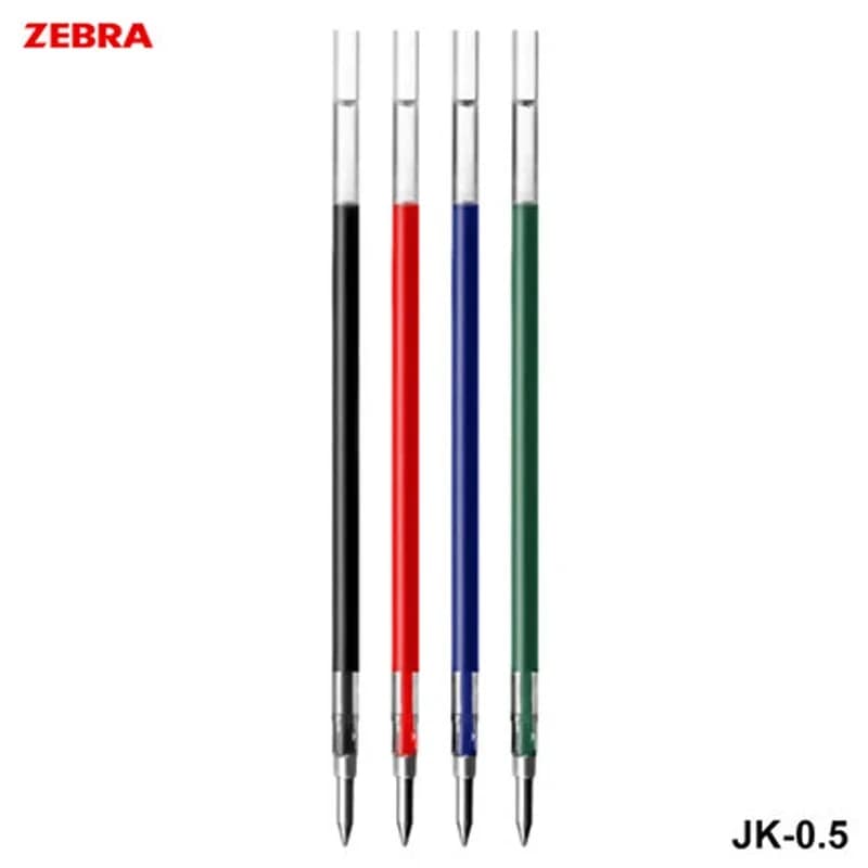 12 ricariche Zebra JK-0.5 per penna gel Zebra SJ3 Sarasa 3, J3J2, J4J1 0,5 mm - 4 colori (nero, rosso, blu, verde) tra cui scegliere
