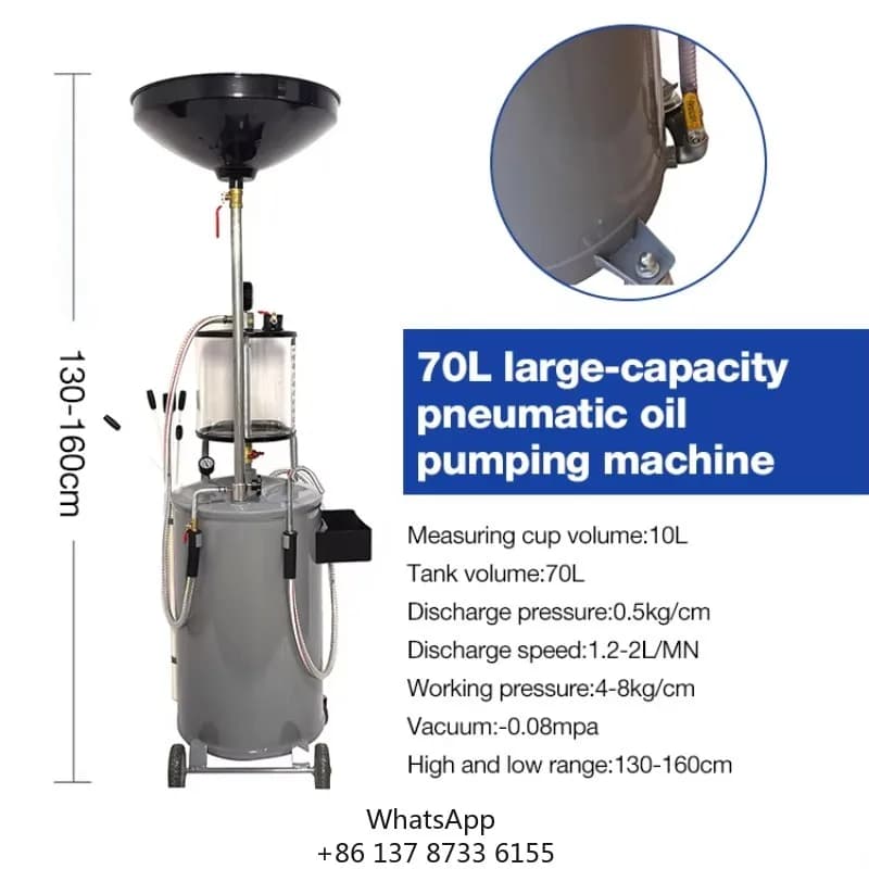 Estrattore d'Olio Manuale Industriale da 18 Galloni, Pneumatico, con Serbatoio Sollevabile per Trasferimento Fluidi e Carburante