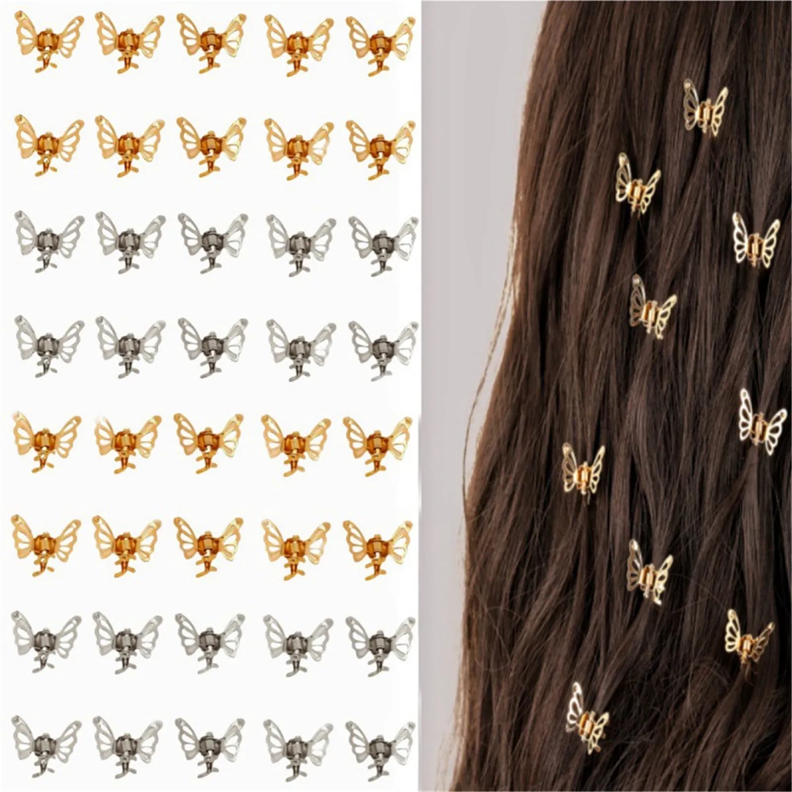 10/20Pcs Gold Hollow Butterfly Hair Clips, Butterfly Design Sweet Hair Clips For Women & Girls, Hair Accessories For Halloween