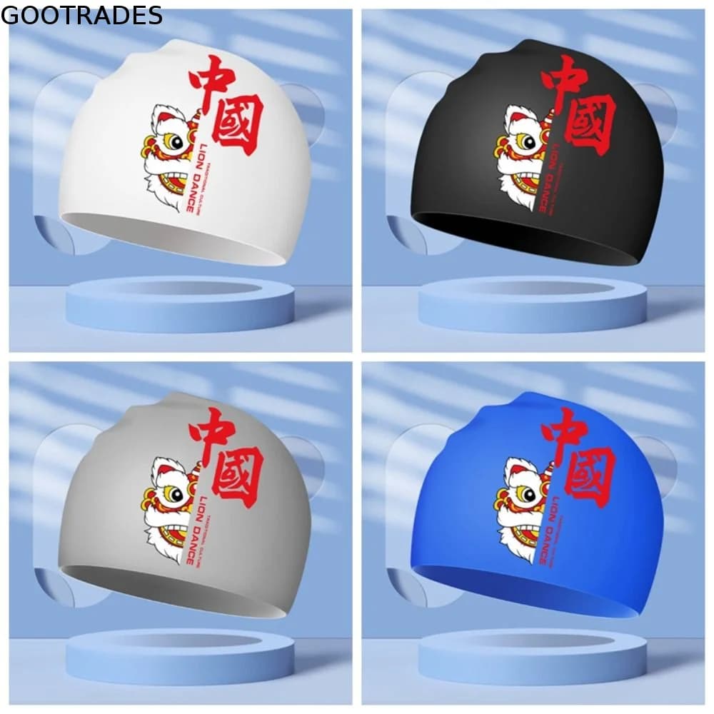 Photography Props Silica Adult Swimming Cap Lion Dance Elastic Swimming Hat Lightweight Long Hair Bathing Cap Beach