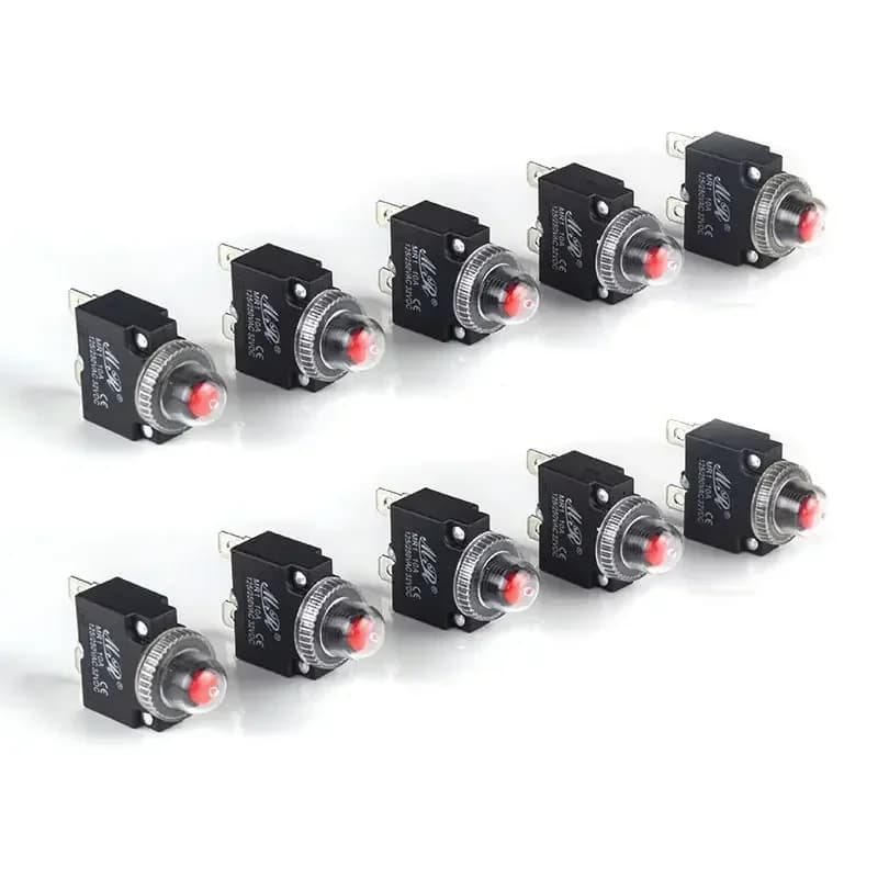 5 pezzi interruttore automatico protezione da sovraccarico interruttore fusibile 3A 4A 5A 8A 10A 12A 15A 18A 20A 25A 30A ripristinabile 220V con cappuccio impermeabile