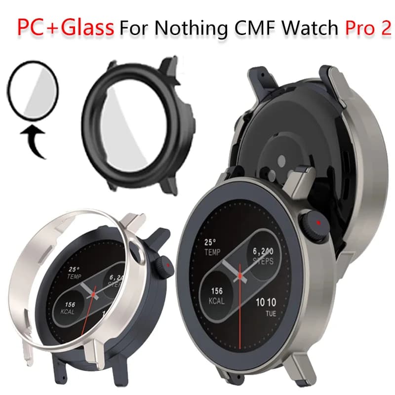 Vetro temperato + custodia per PC per niente CMF Watch Pro 2 Protezione schermo Telaio protettivo completo CMF Watch Pro2 Accessori Shell