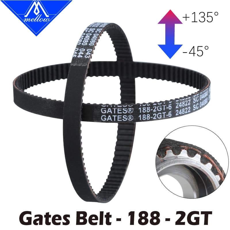 Mellow resistenza alle alte Temperature Voron 2.4 stampante 3D GT2 larghezza 6mm cinghia dentata Loop EPDM GATES-188-2GT Gear cinghia sincrona