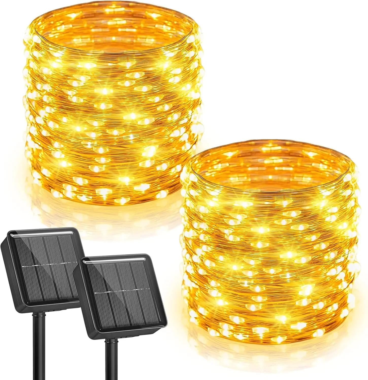 Confezione da 2 Luci Solari a Filo, 200 LED da 20 Metri con 8 Modalità, Impermeabili per Decorazioni da Esterno, Giardino e Feste
