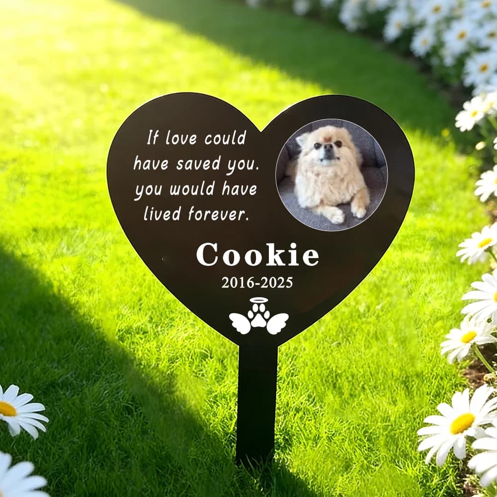 Pietra Commemorativa Personalizzata per Animali Domestici, Targa in Acrilico con Foto Personalizzata, Decorazione per Tomba di Cani e Gatti, Regalo Sentito per la Perdita di un Animale
