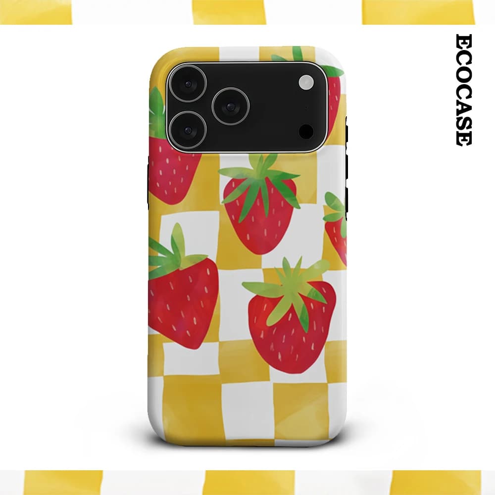 Custodia per telefono Must-Haves per IPhone17 con motivo giallo fragole per IPhone 17 16 15 14 13 12 11 Pro Max Plus Cover posteriore a doppio strato