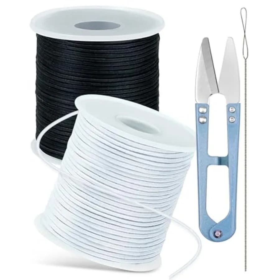 2 Rolls Elastic Bracelet String Total 330 Feet, 1.0mm,,Elastic Cord for Beading Stretchy String with Beading Needle for Bracele