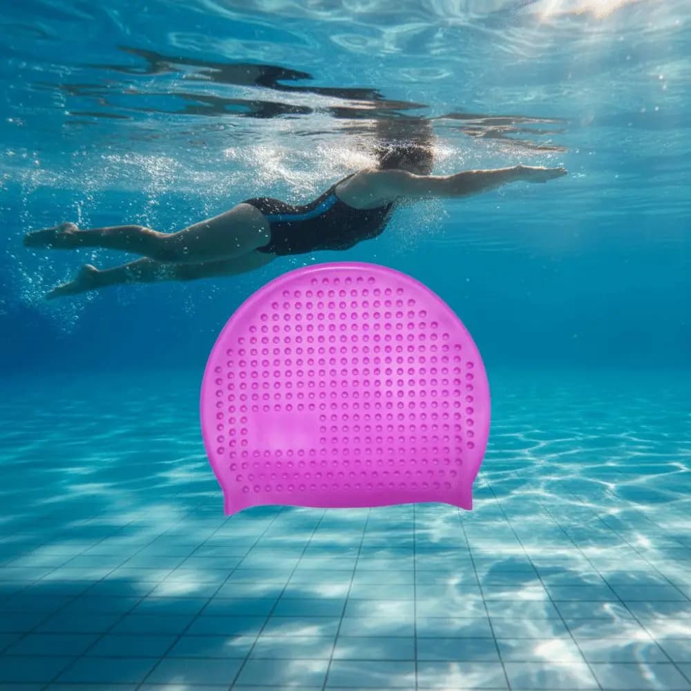 Silicone Anti-slip Swimming Head, Elastic and No Folds, Long Hair Protection, 3D Design Waterproof, for Men and Women