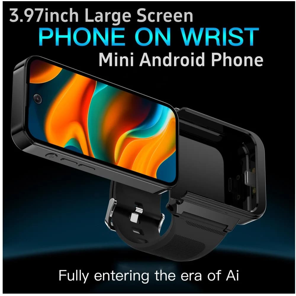 Smartwatch Android 12.0 con Funzione Telefono, Batteria da 2700mAh, Doppia Fotocamera HD 800W, Display AMOLED, GPS, WIFI, Videochiamata, Slot per Doppia SIM