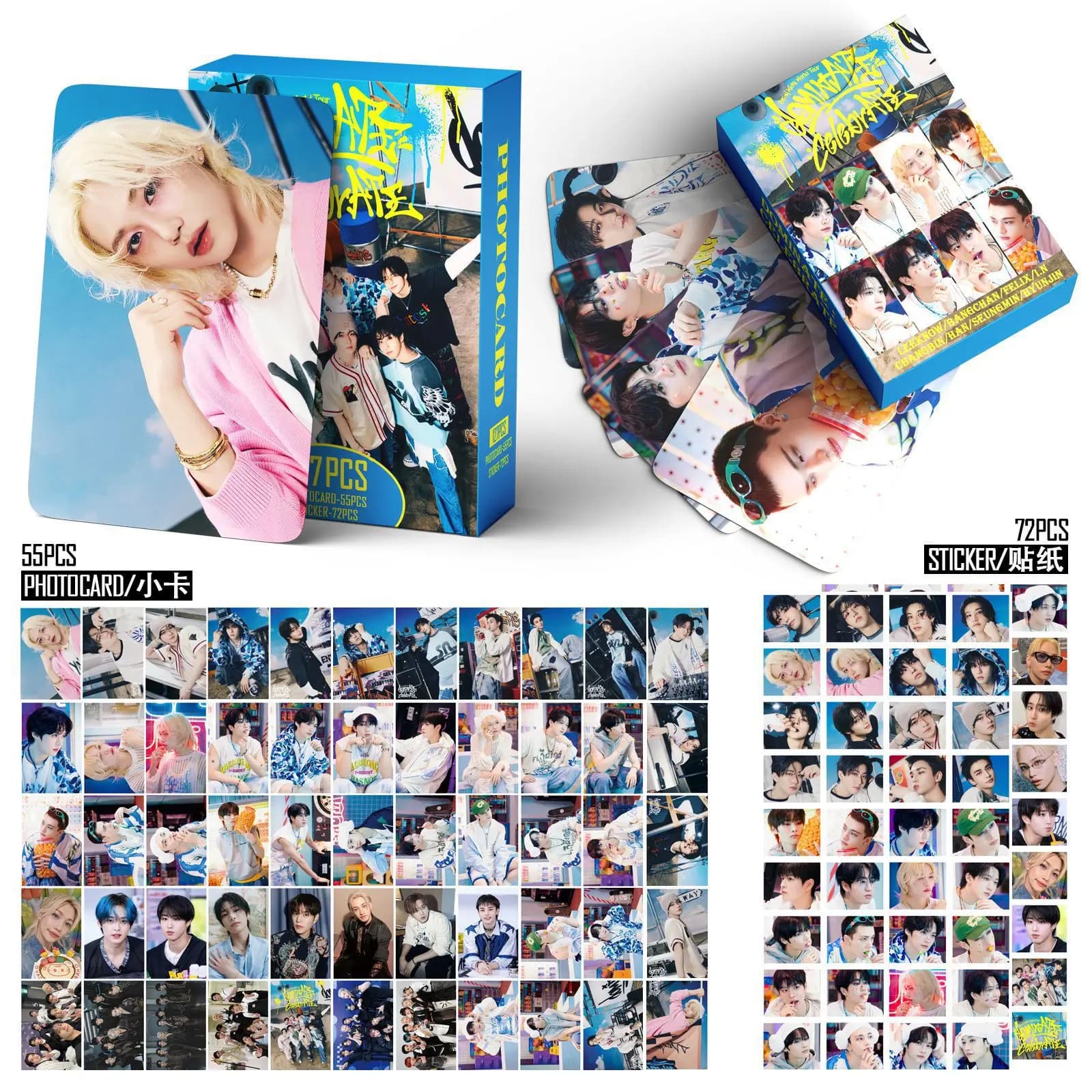 Adesivo per carte Lomo Stray Kids da 127 pezzi Il tour mondiale domina: celebra i regali periferici delle carte da collezione SKZOO