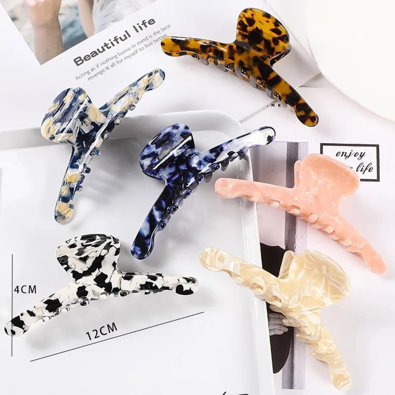 Women's Hair Accessories Haircuts in Large Fashion Acetate Clips for Acetic claws with Colorful Horsetail for Girls