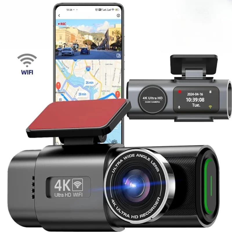 HONG TONG 2026 NUOVA Dash Cam 4K 1080P UHD, Telecamera per Auto con Registrazione, Visione Notturna, Registratore Video con Wi-Fi Integrato
